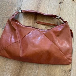 HOBO Leather Shoulder Bag. Silver Colored Hardware. Pristine on inside.